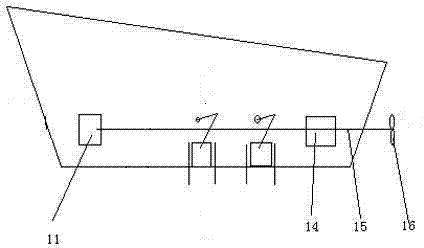 Composite driving device for sea wave energy ship