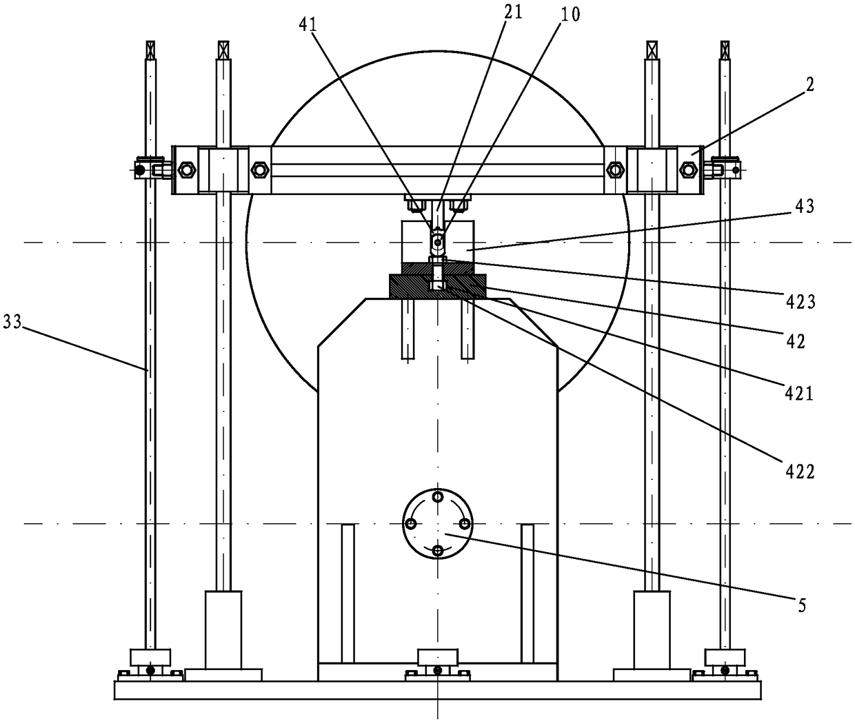 Clamping device for testing wheel hub motor, and testing method for clamping device