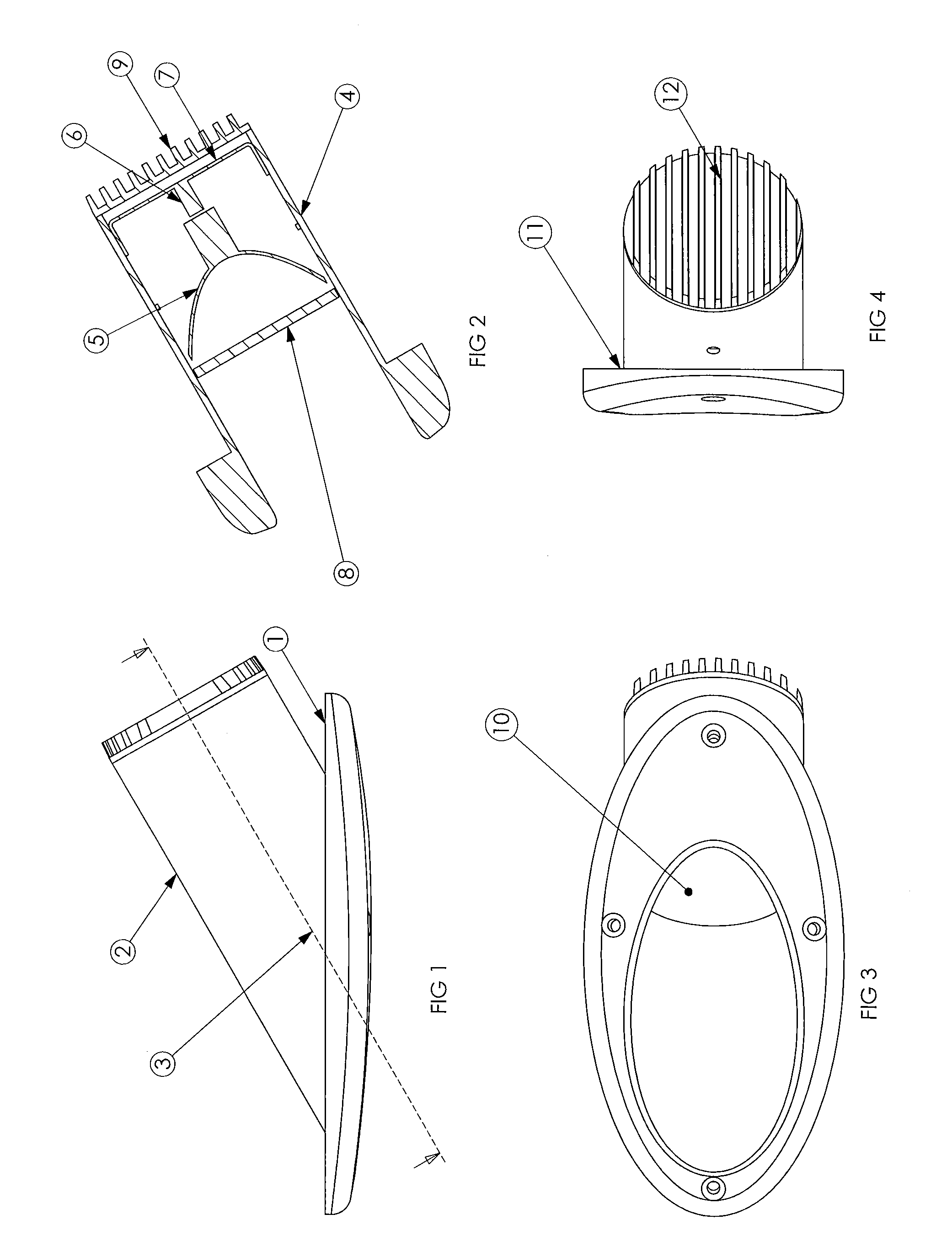 Method and apparatus for creating a high efficiency surface mount illumination device for projecting electromagnetic radiation at a high angle from the surface normal