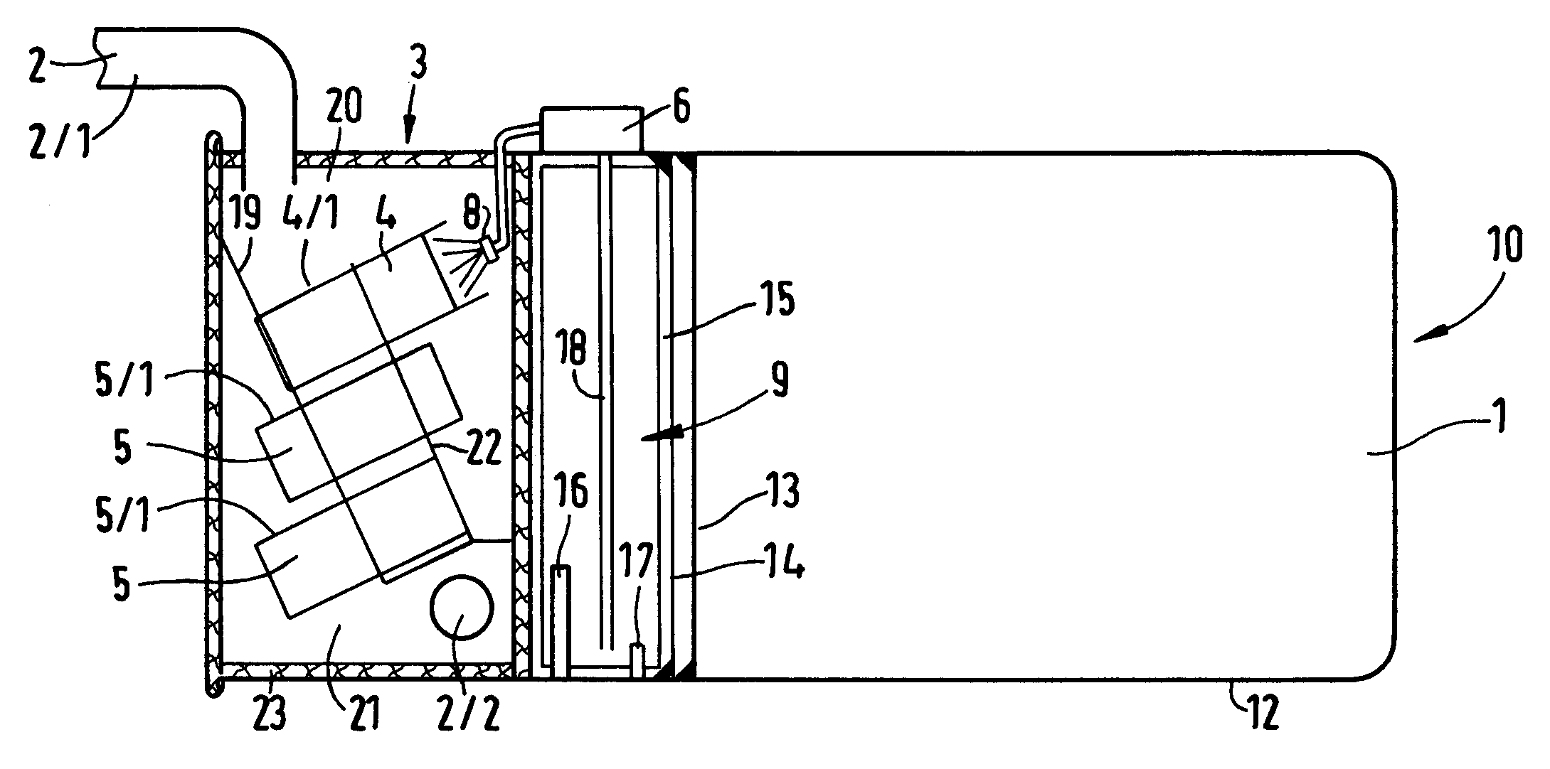 Motor vehicle having special arrangement of fuel tank, preliminary muffler and reduction agent tank