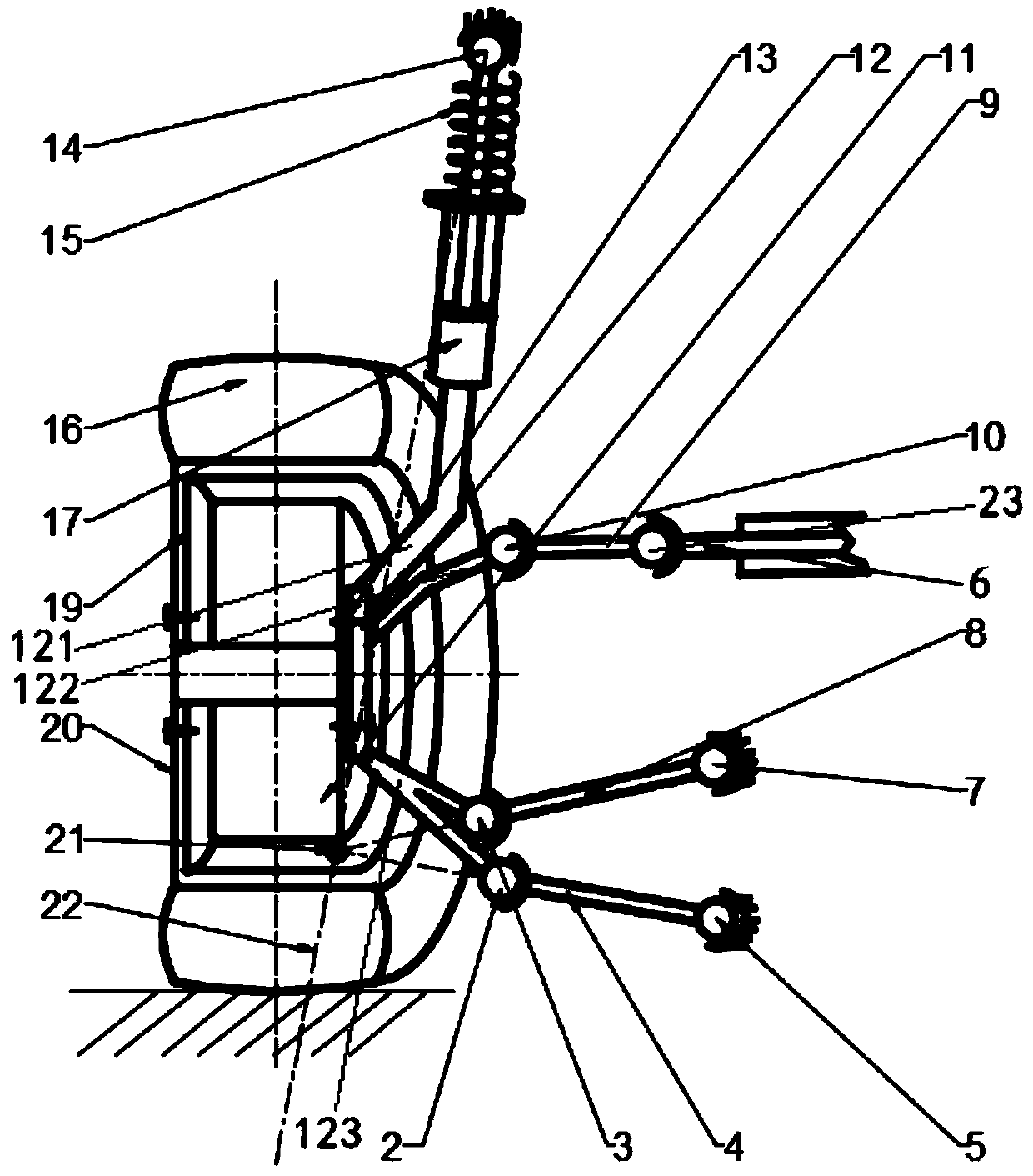 Electric wheel Macpherson suspension structure capable of adjusting position of main pin axis