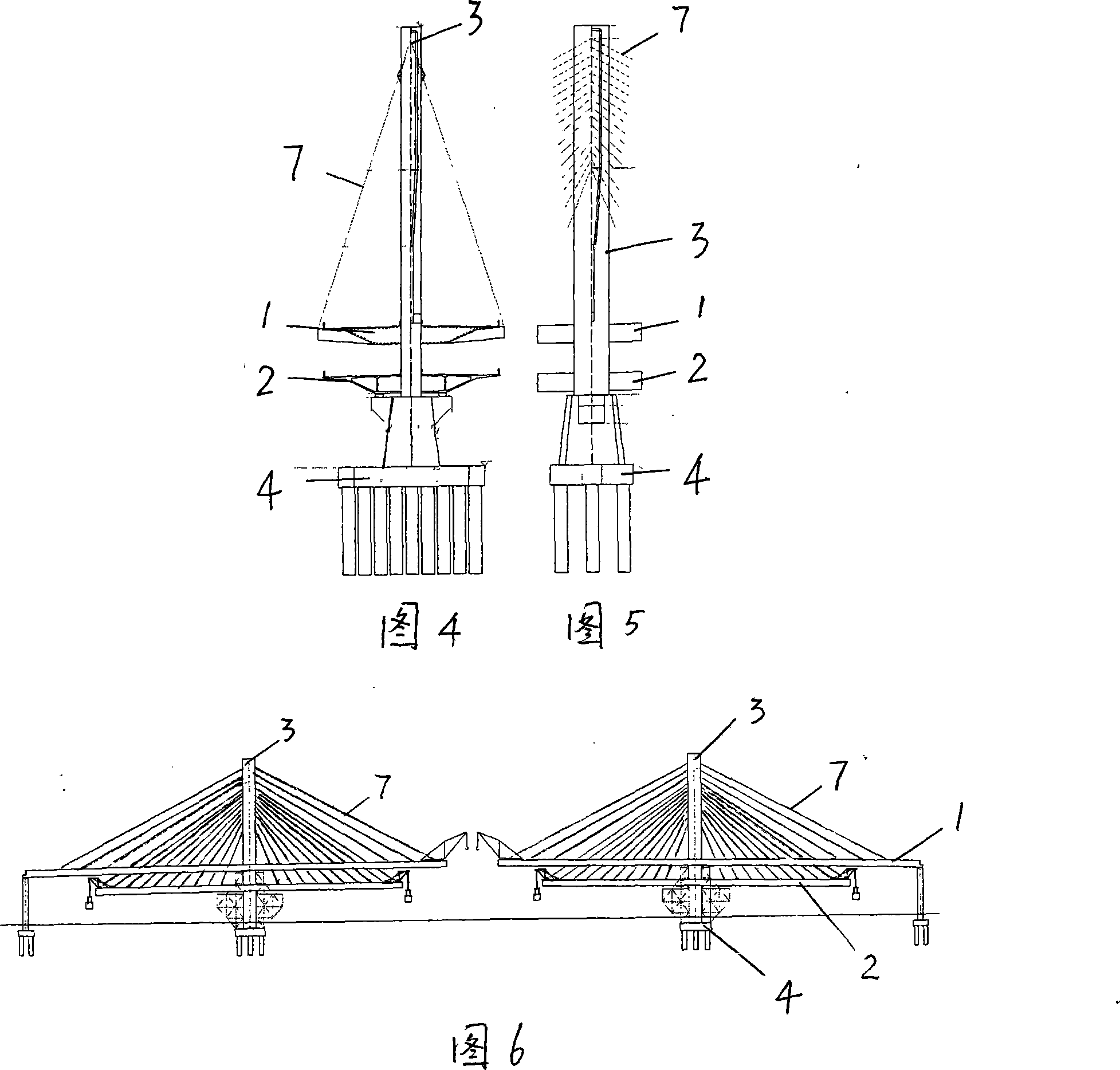 Separated double-layer bridge-floor cable stayed bridge