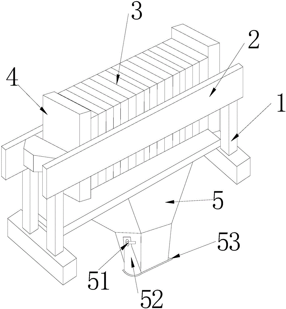 Device for filter residue collection and automatic bin cleaning of filter press