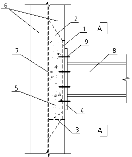 H section steel girder-column minor axis connecting end plate node and preparing method of H section steel girder-column minor axis connecting end plate node