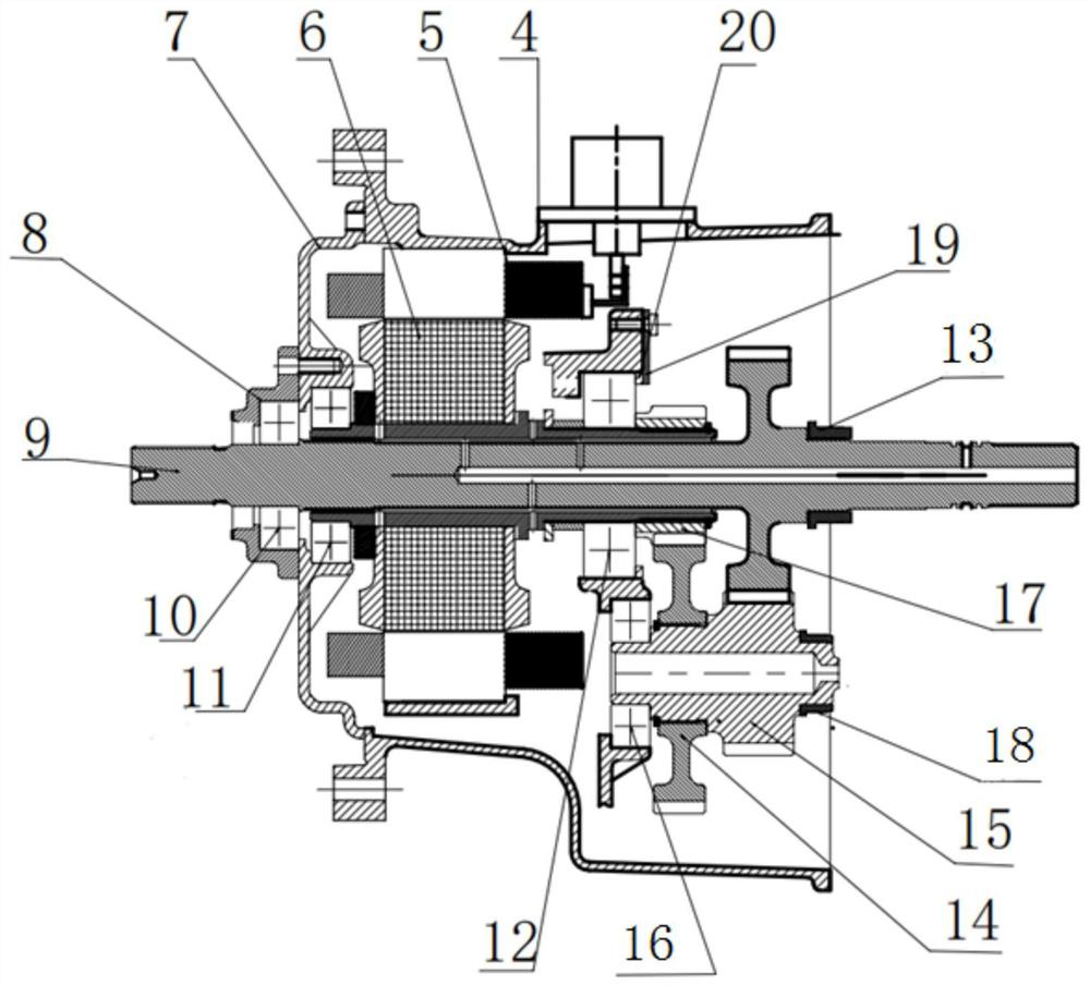 A transmission structure for a range-extended hybrid system arranged coaxially