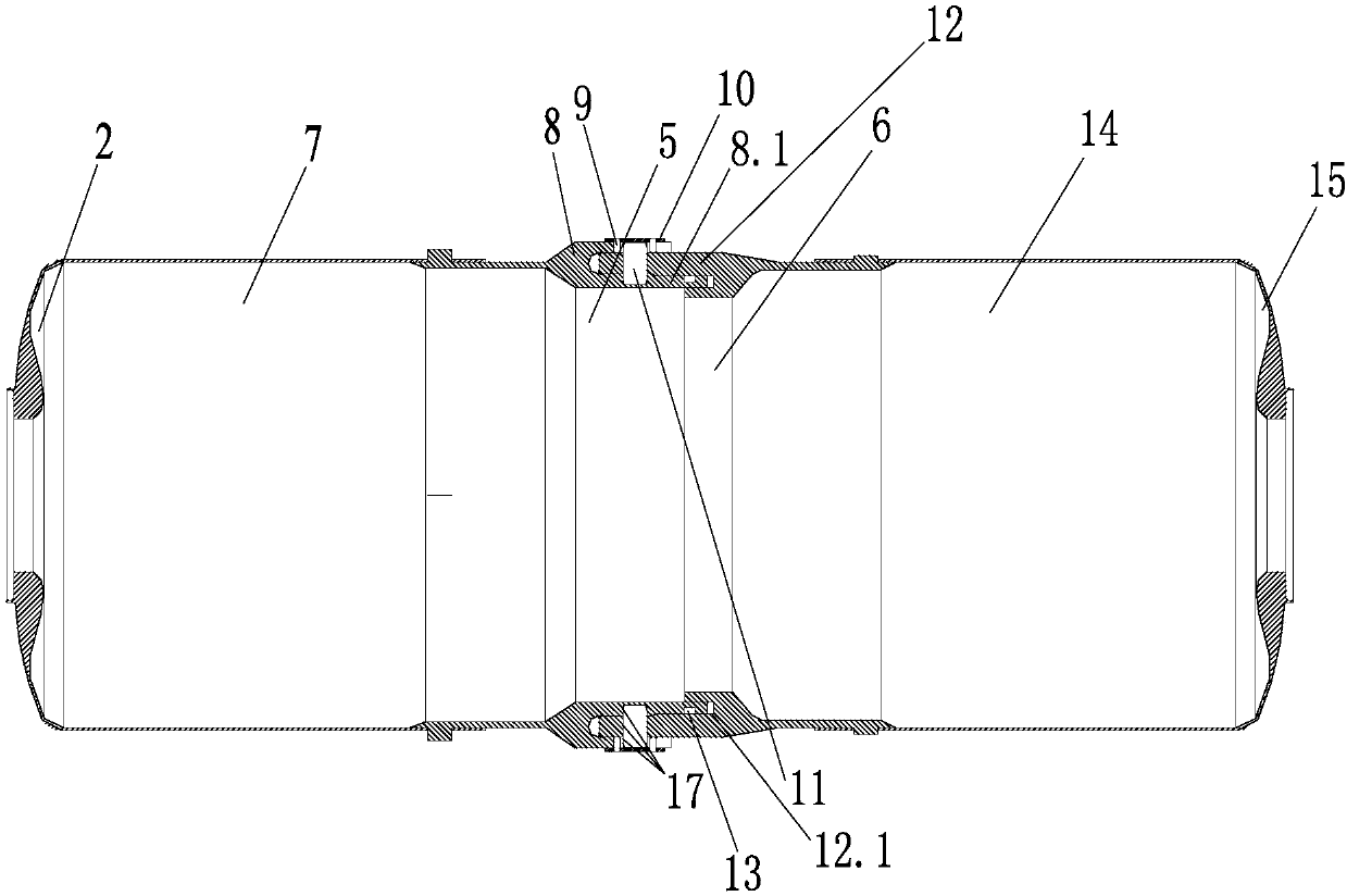 Large segmented composite shell connection structure and shell winding method