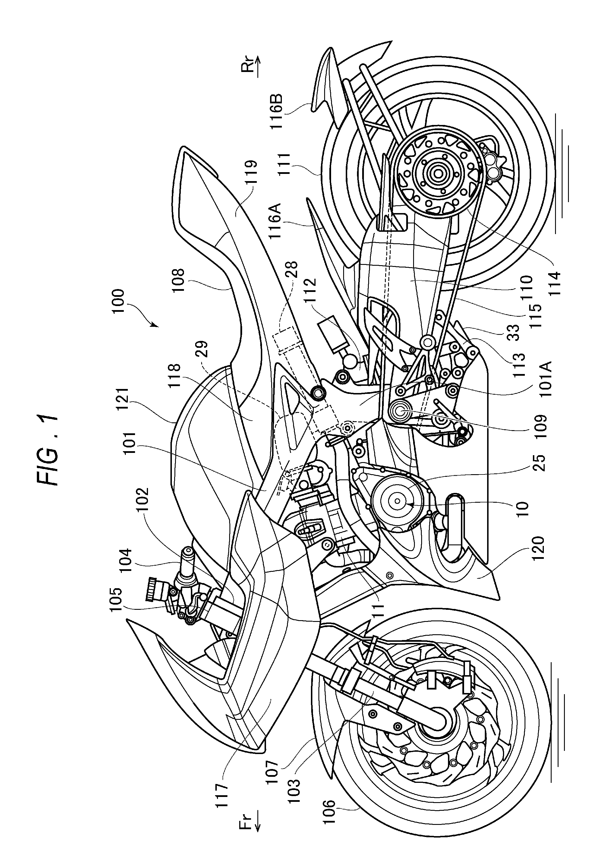 Motorcycle with turbocharger