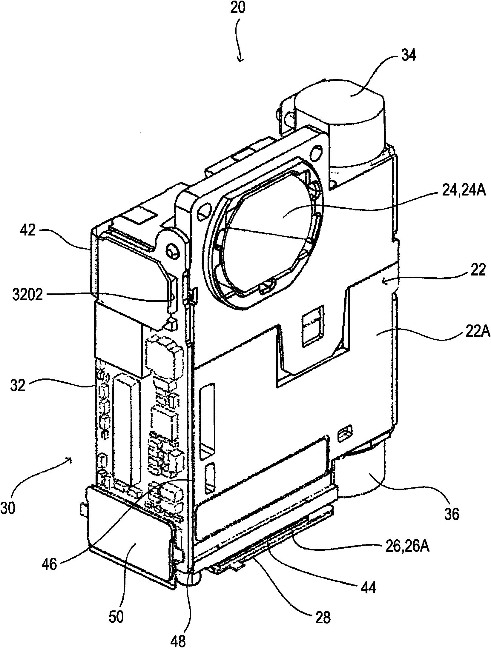 Camera module, and imaging device