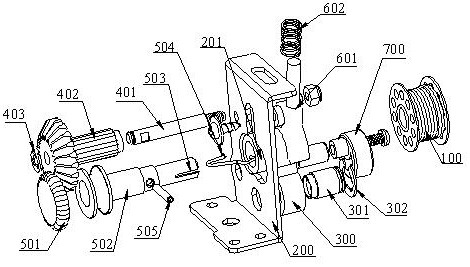 A built-in sewing machine winding mechanism