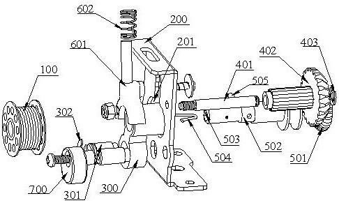 A built-in sewing machine winding mechanism