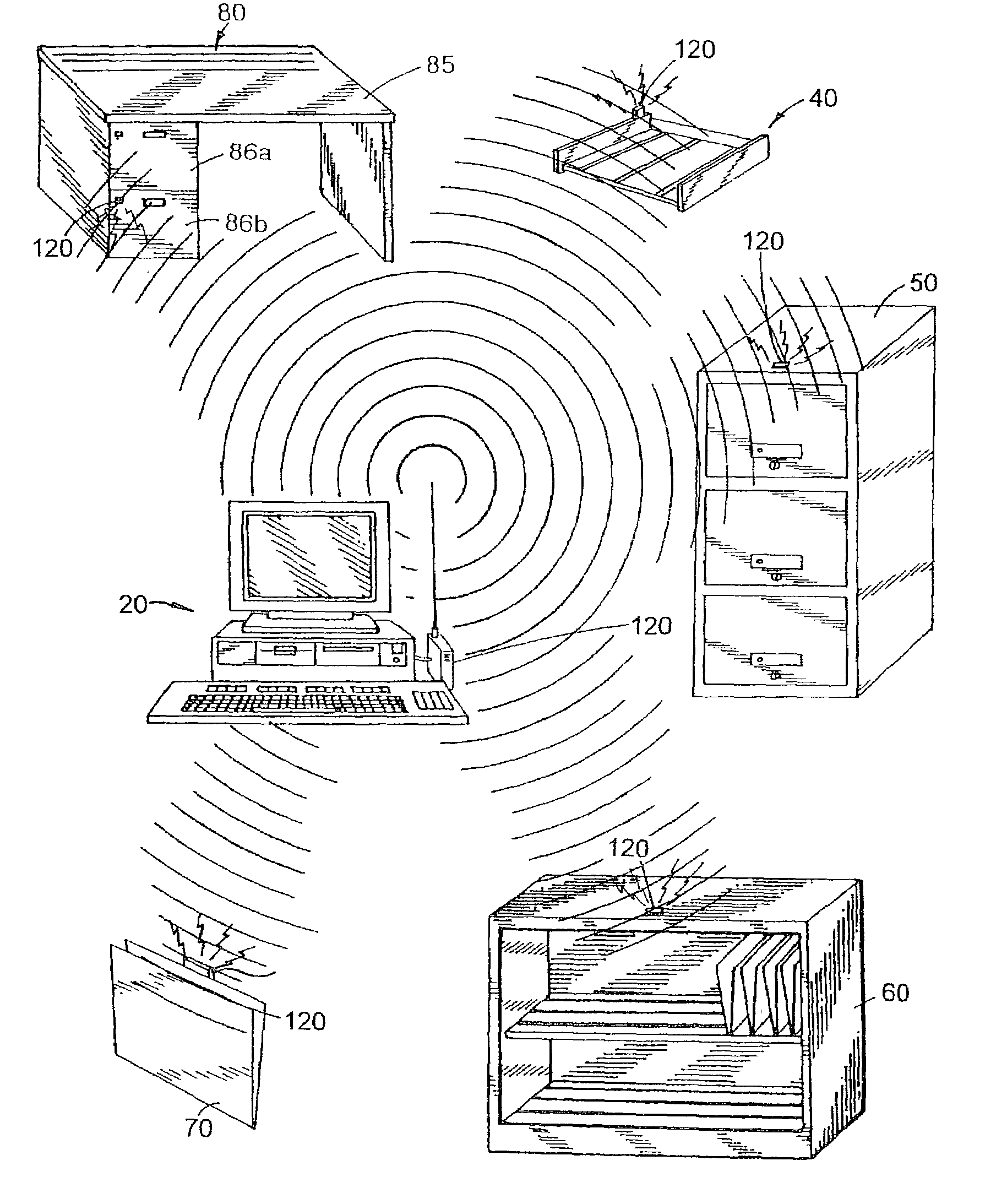 Electronic system, components and method for tracking files