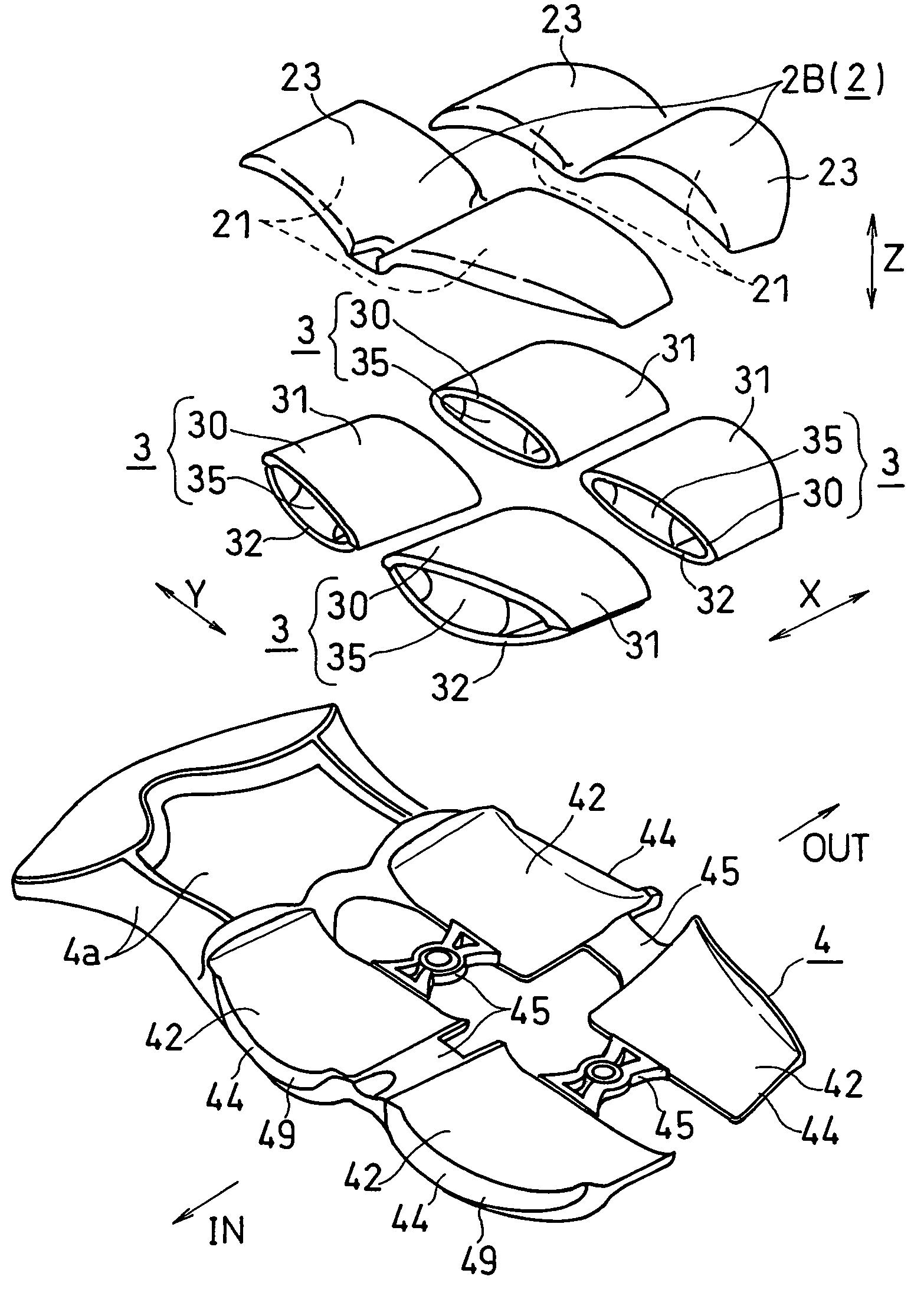 Shock absorbing device for shoe sole
