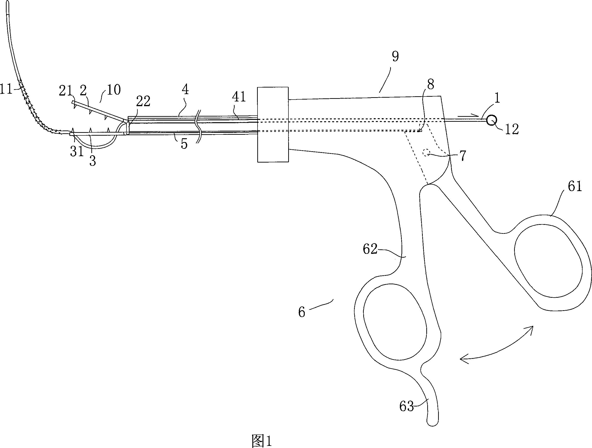 Abdominoscope tumor breaking tong and saw