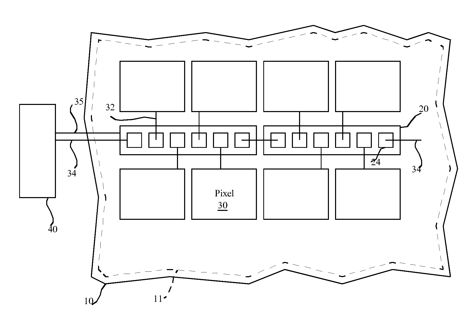 Chiplet display device with serial control