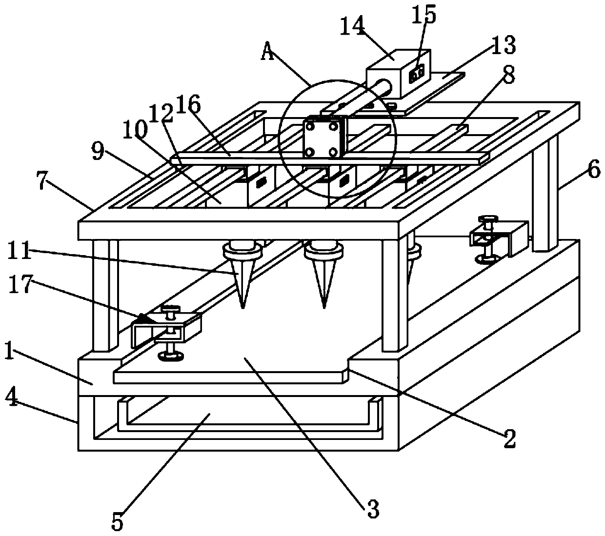 A positioning punching device for building aluminum formwork
