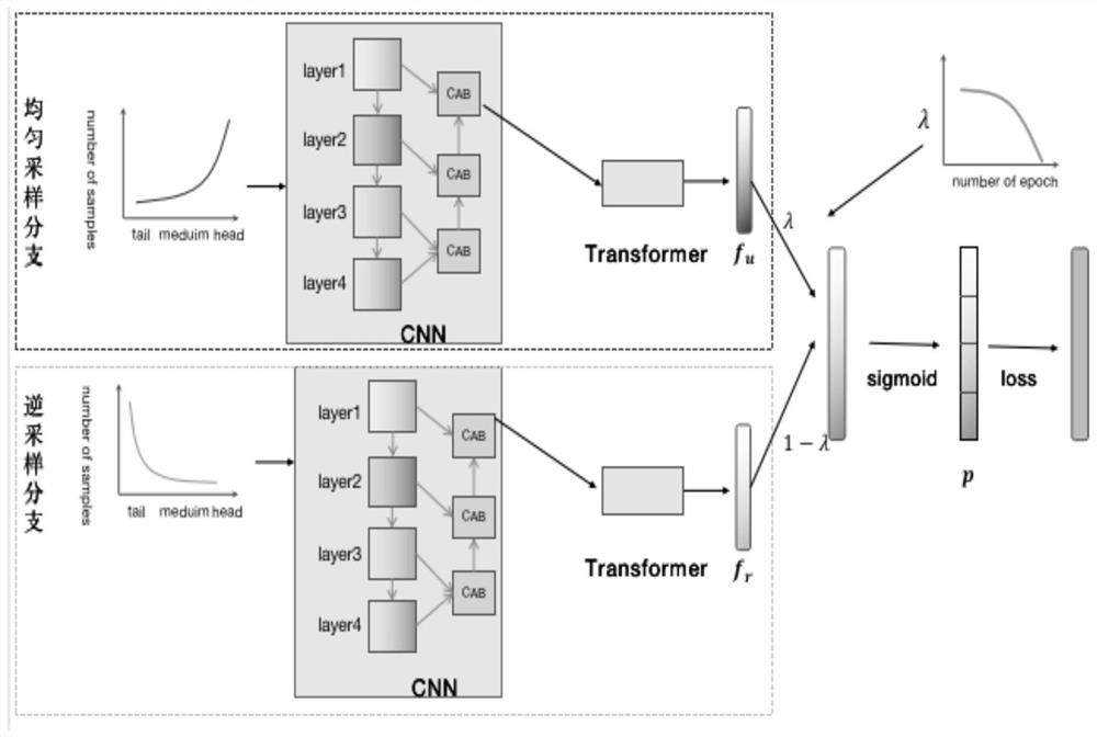 Sound event detection method based on double-branch discriminant feature neural network