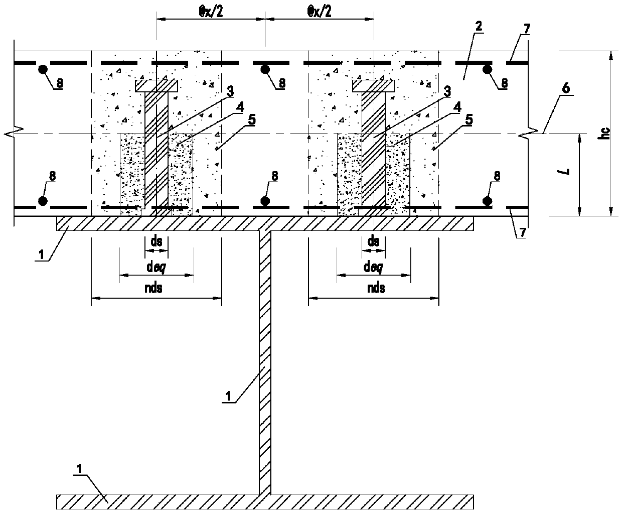 Stud connection-based steel-concrete composite beam calculation model analysis method