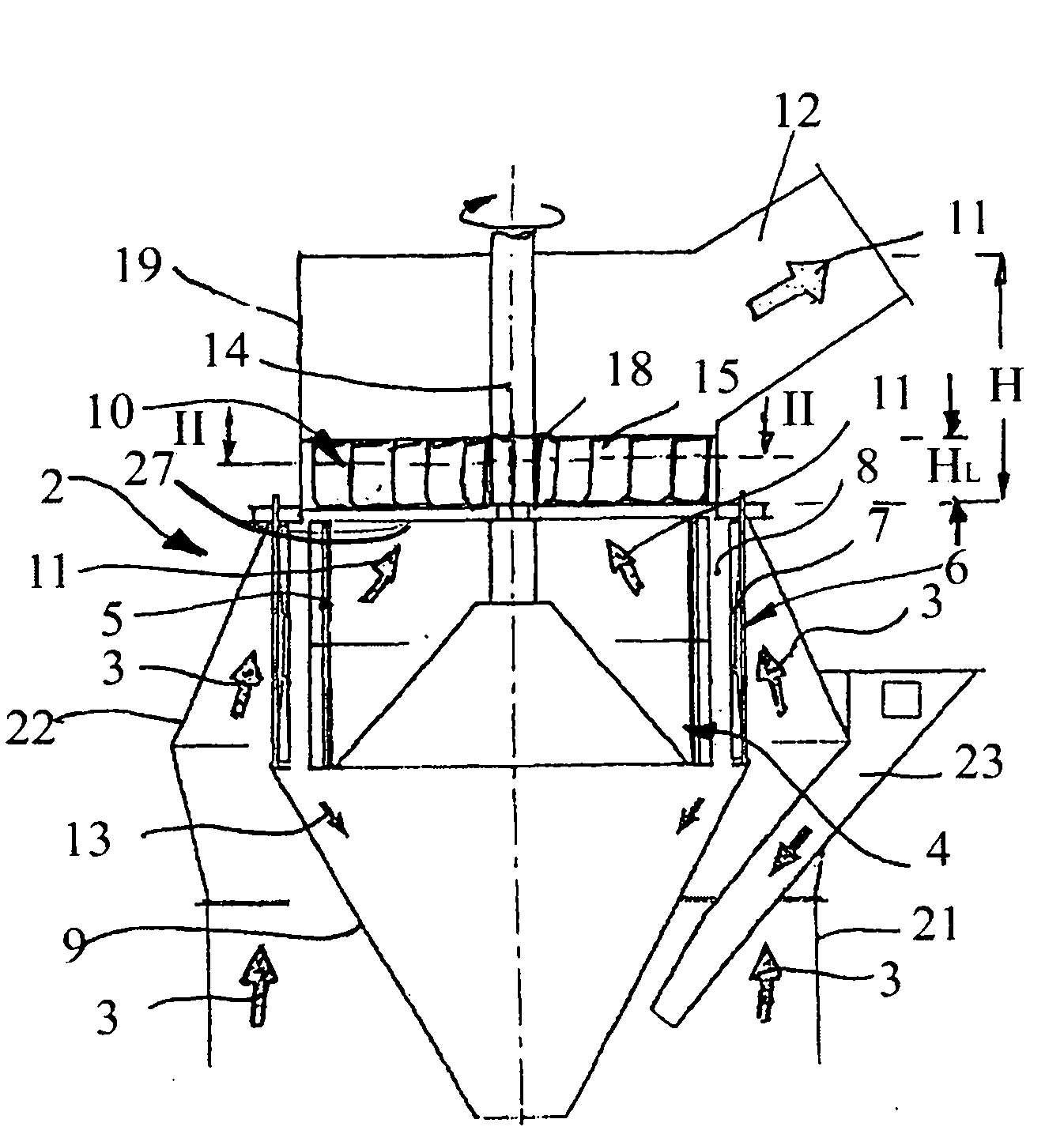 Process for sifting a mixture of a milled material and a fluid, and mill sifter