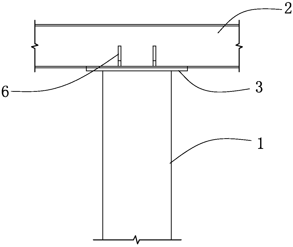 Flange type connection structure between top of steel pipe pile and I-beam cross-beam