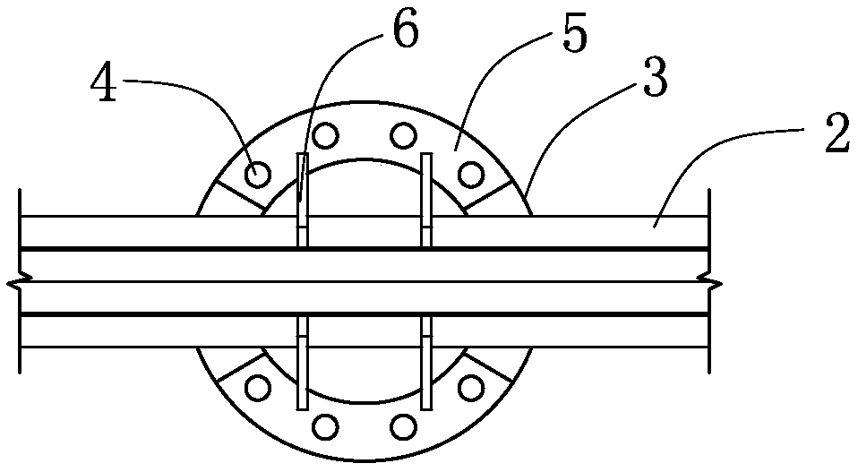 Flange type connection structure between top of steel pipe pile and I-beam cross-beam