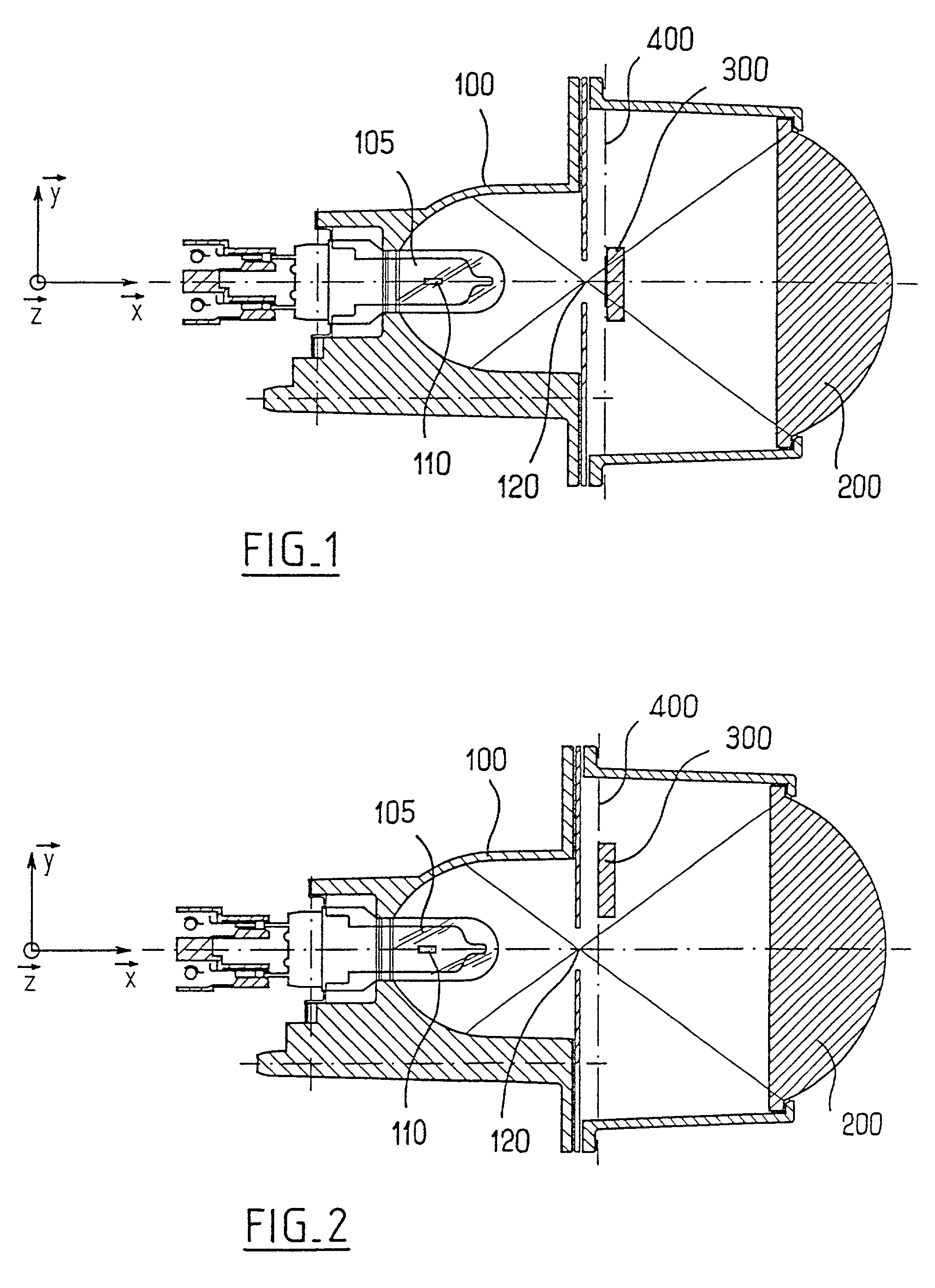 Compact elliptical infrared light unit for a motor vehicle