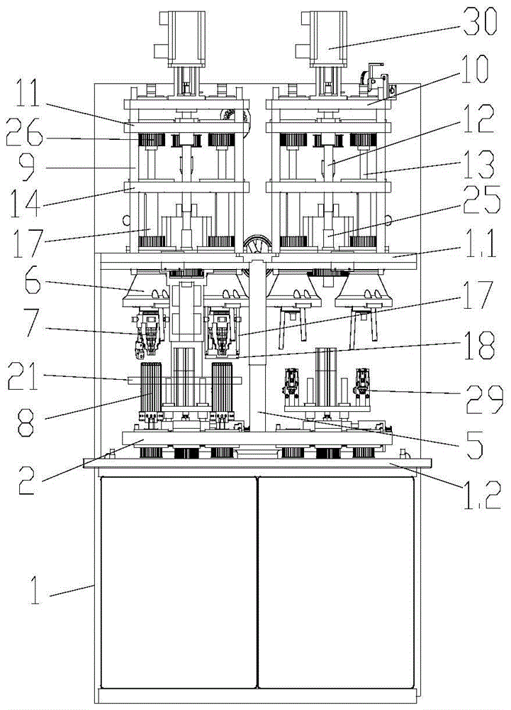 A finely adjustable four-head eight-station winding machine