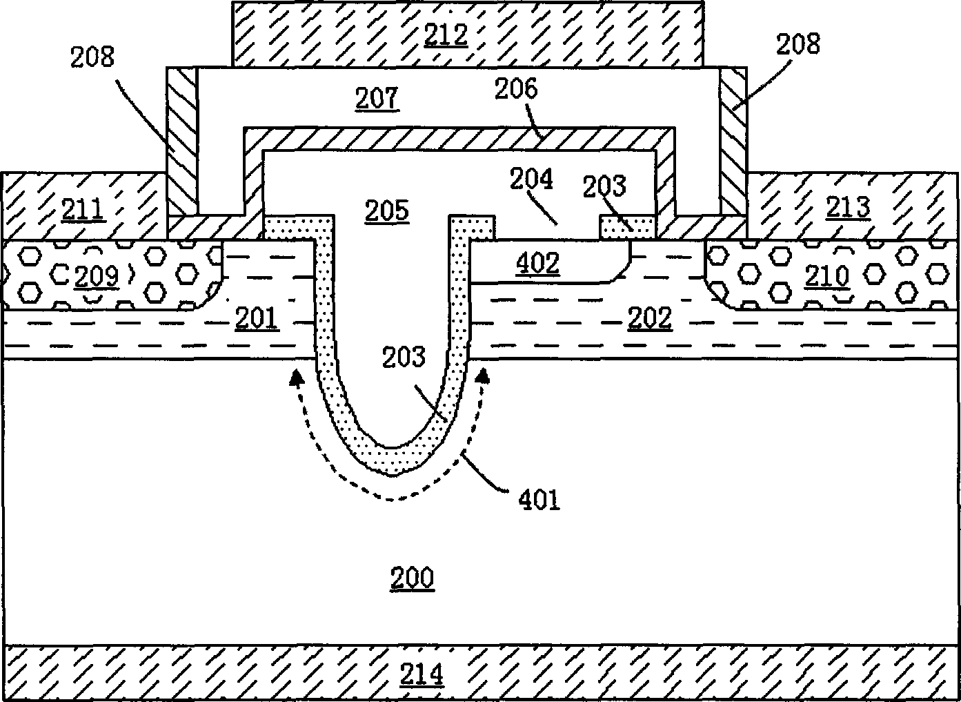 U-shaped trench type semiconductor device and manufacture method thereof