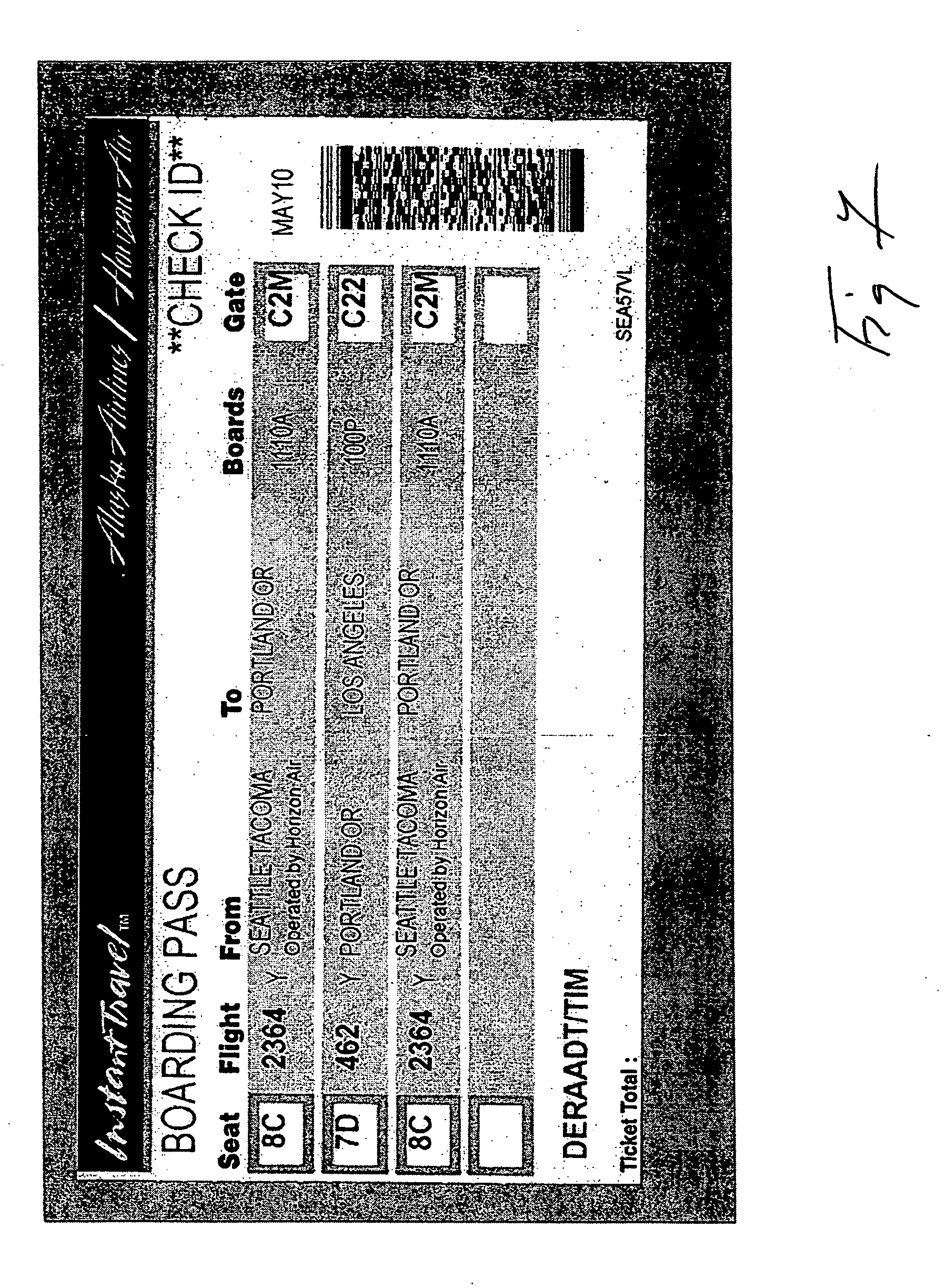 Method of selecting and storing airline ticket data
