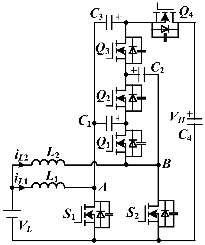 Non-isolated bidirectional high-gain dc/dc converter and frequency conversion control method