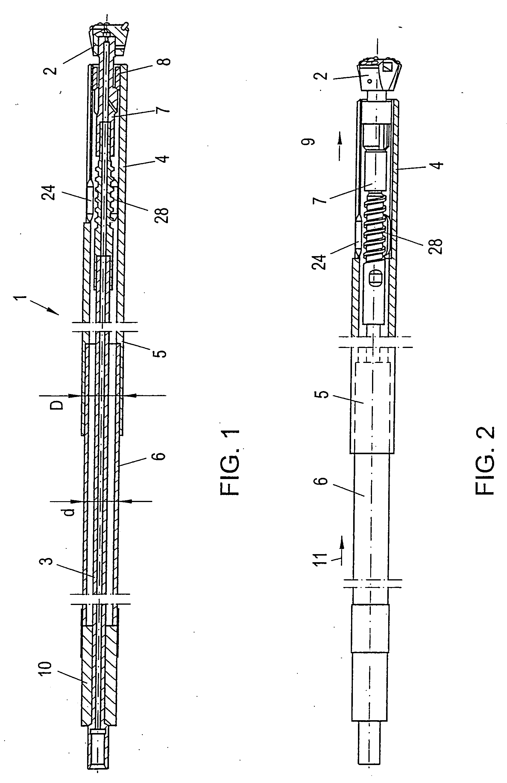 Method and device for boring holes in soil or rock
