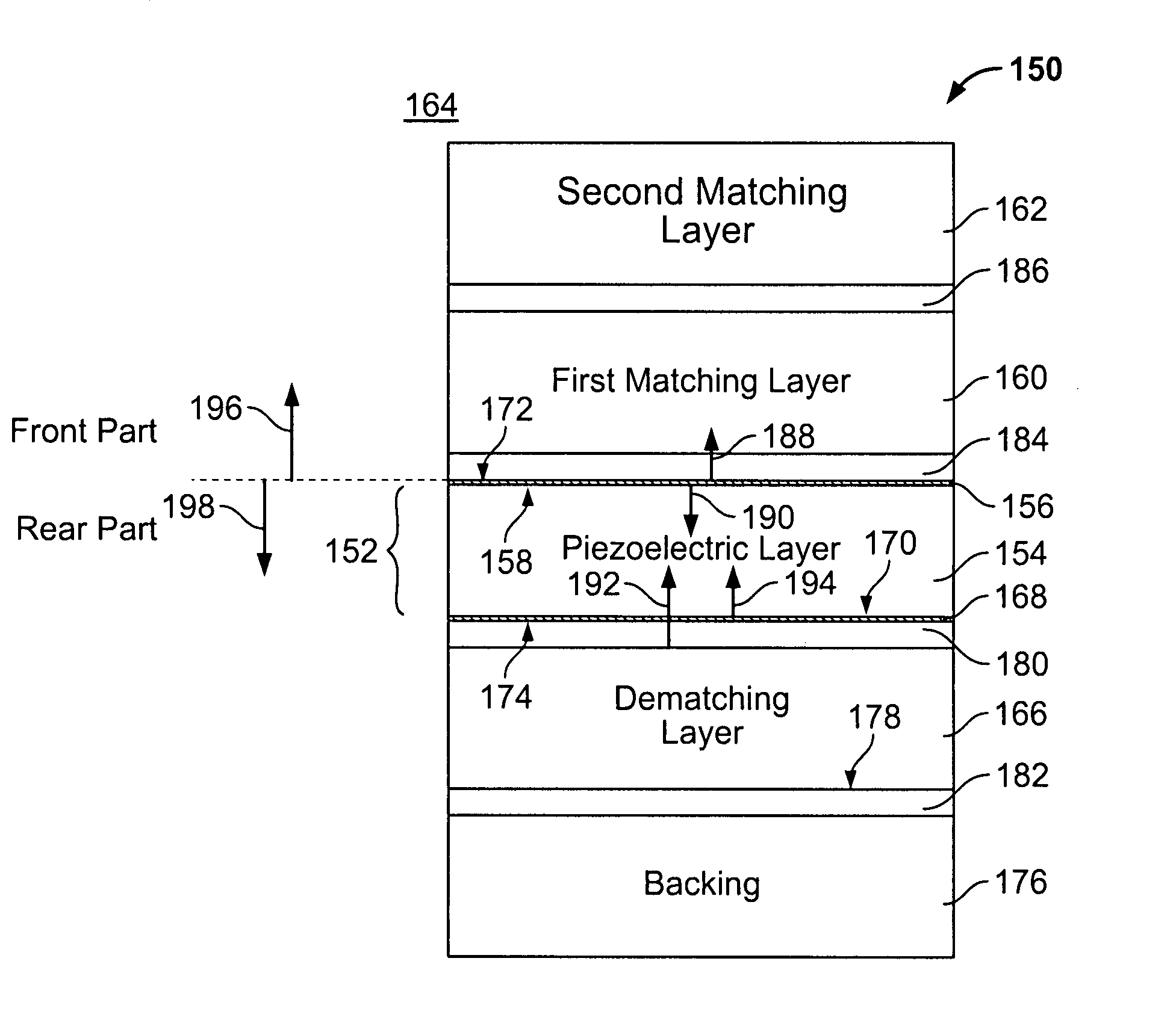 Method and apparatus for optimized dematching layer assembly in an ultrasound transducer