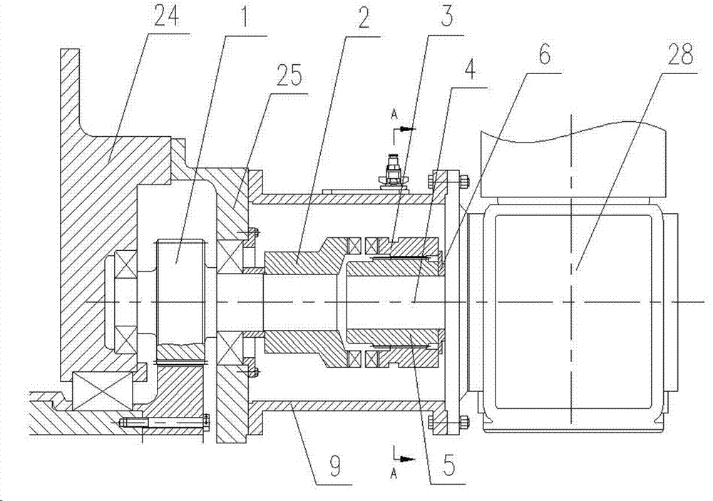 Large-power wind driven generator step-up gearbox with electric barring device