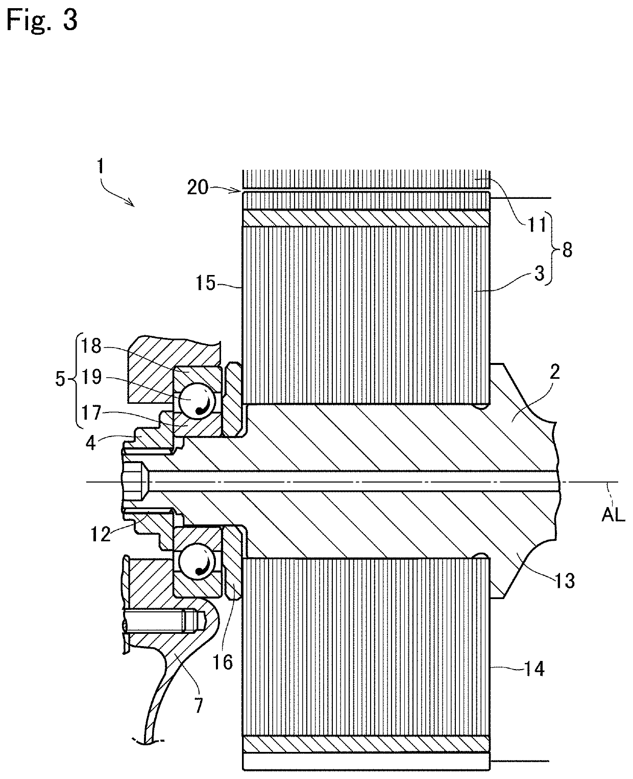 Supporting structure for rotary shaft