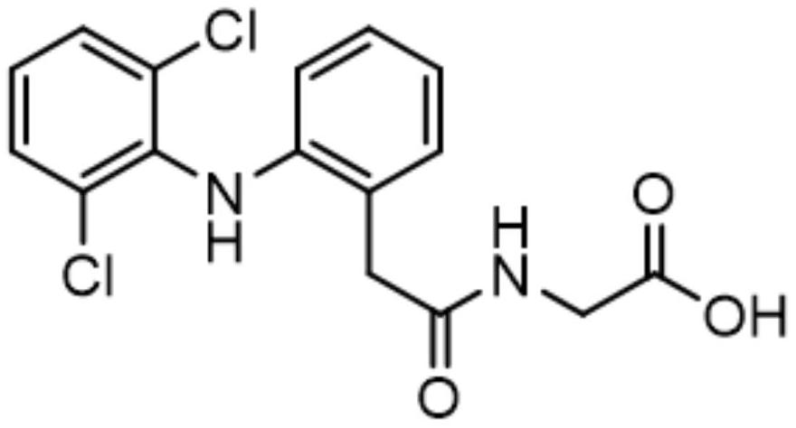 A diclofenac-glycine-resveratrol conjugate, preparation method and application