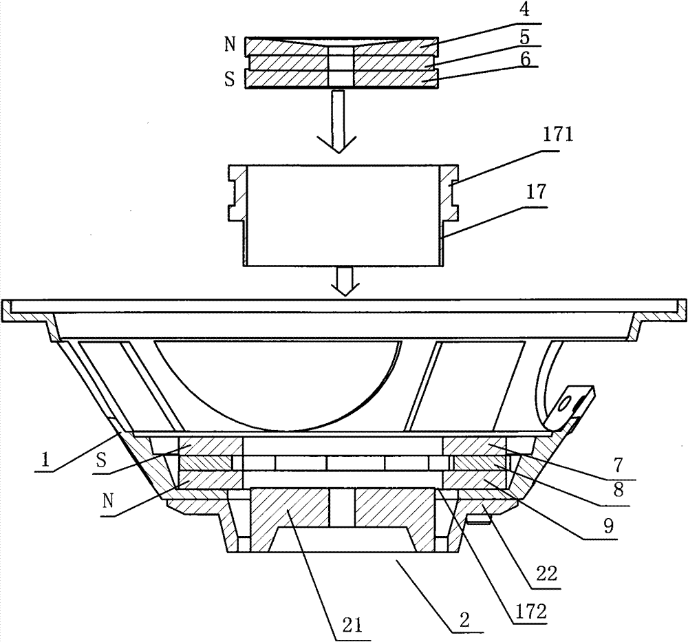 Process method for loudspeaker with compound magnetic circuit