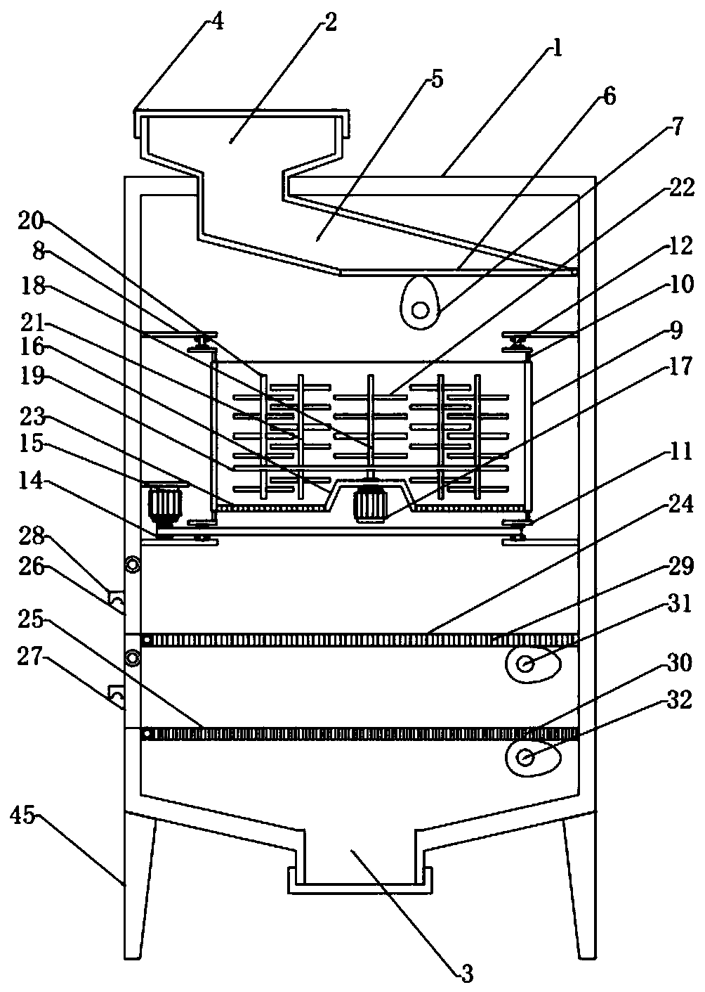A sorting and collecting device for feed crushing