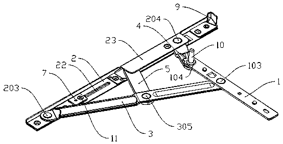 Sliding support hinge for window