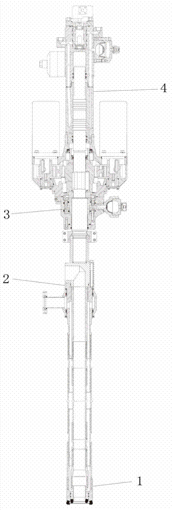 A hydraulic impact rotary reverse circulation drilling device