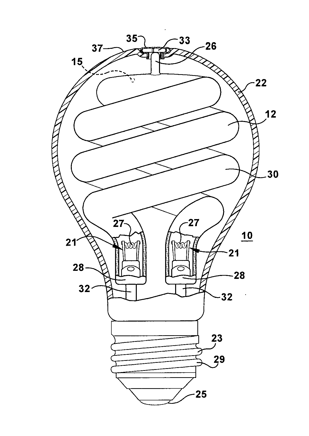 Temperature control of arc tube of fluorescent lamp