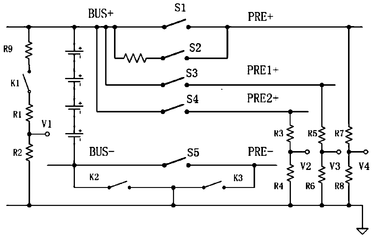 Main relay adhesion detection circuit and detection method of vehicle battery management system