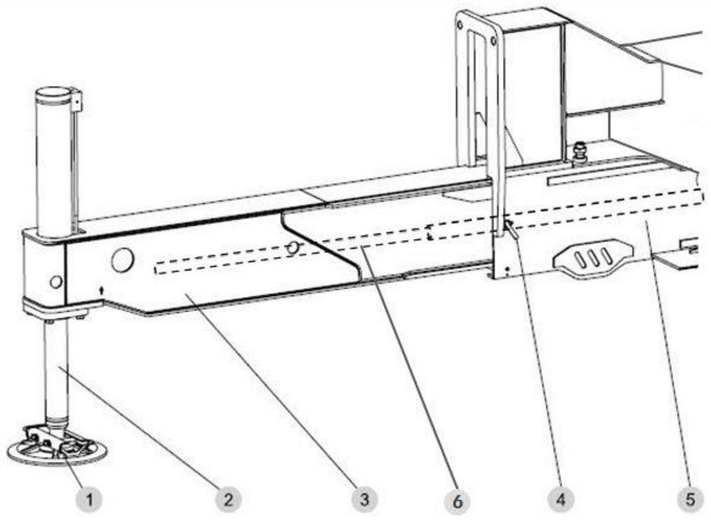 Landing leg structure with variable lap joint length and wheeled crane