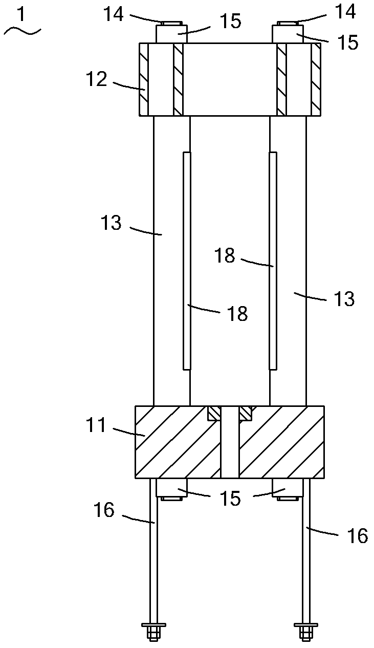 Prestressed stand for vertical extruder