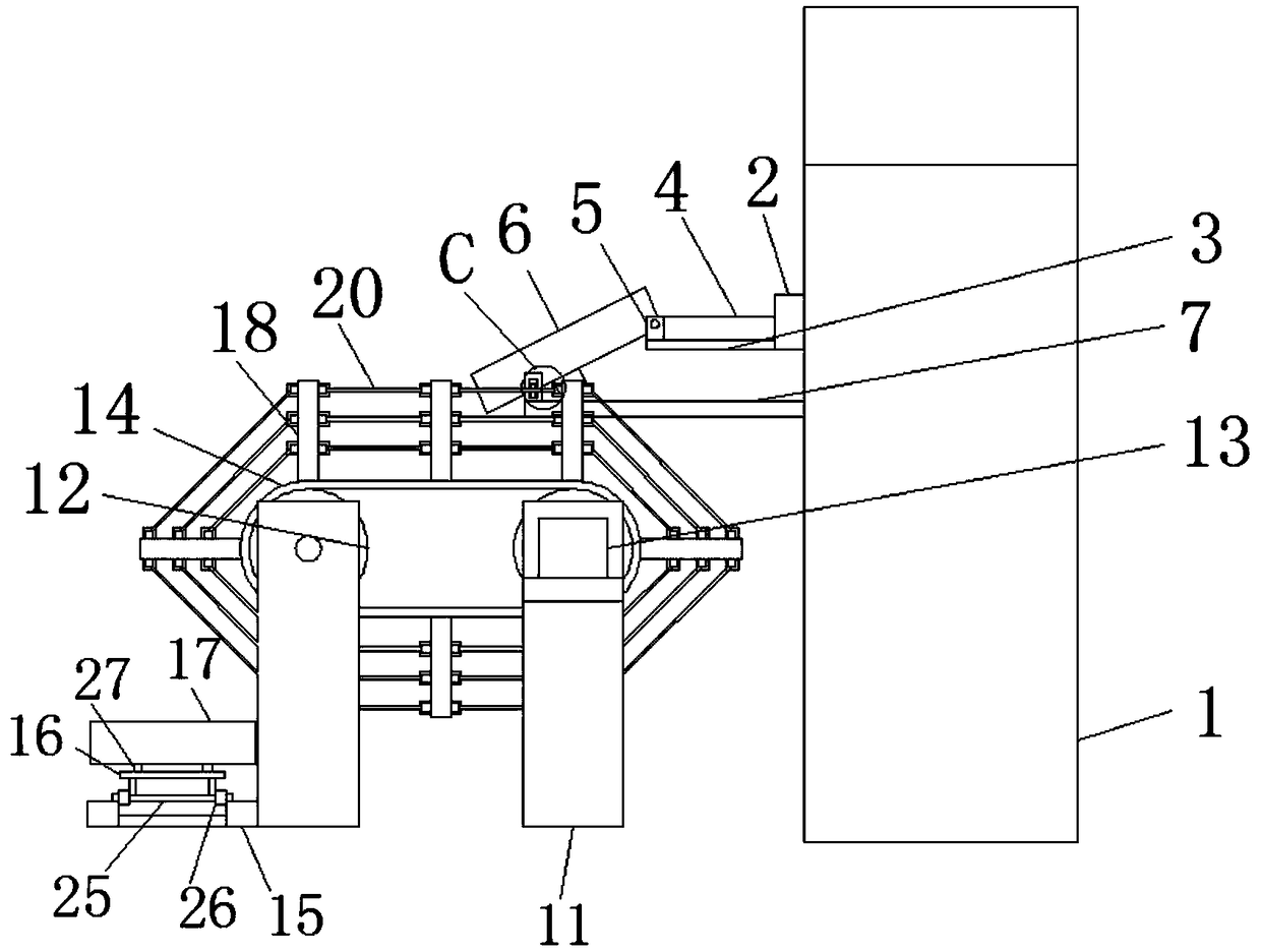 Angle steel shearing device with automatic conveying function