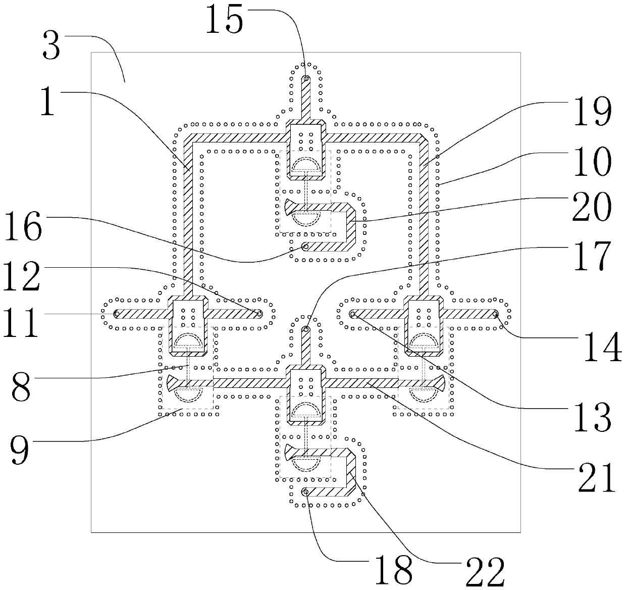 Stripline/slotline hybrid broadband two-dimensional sum-difference network