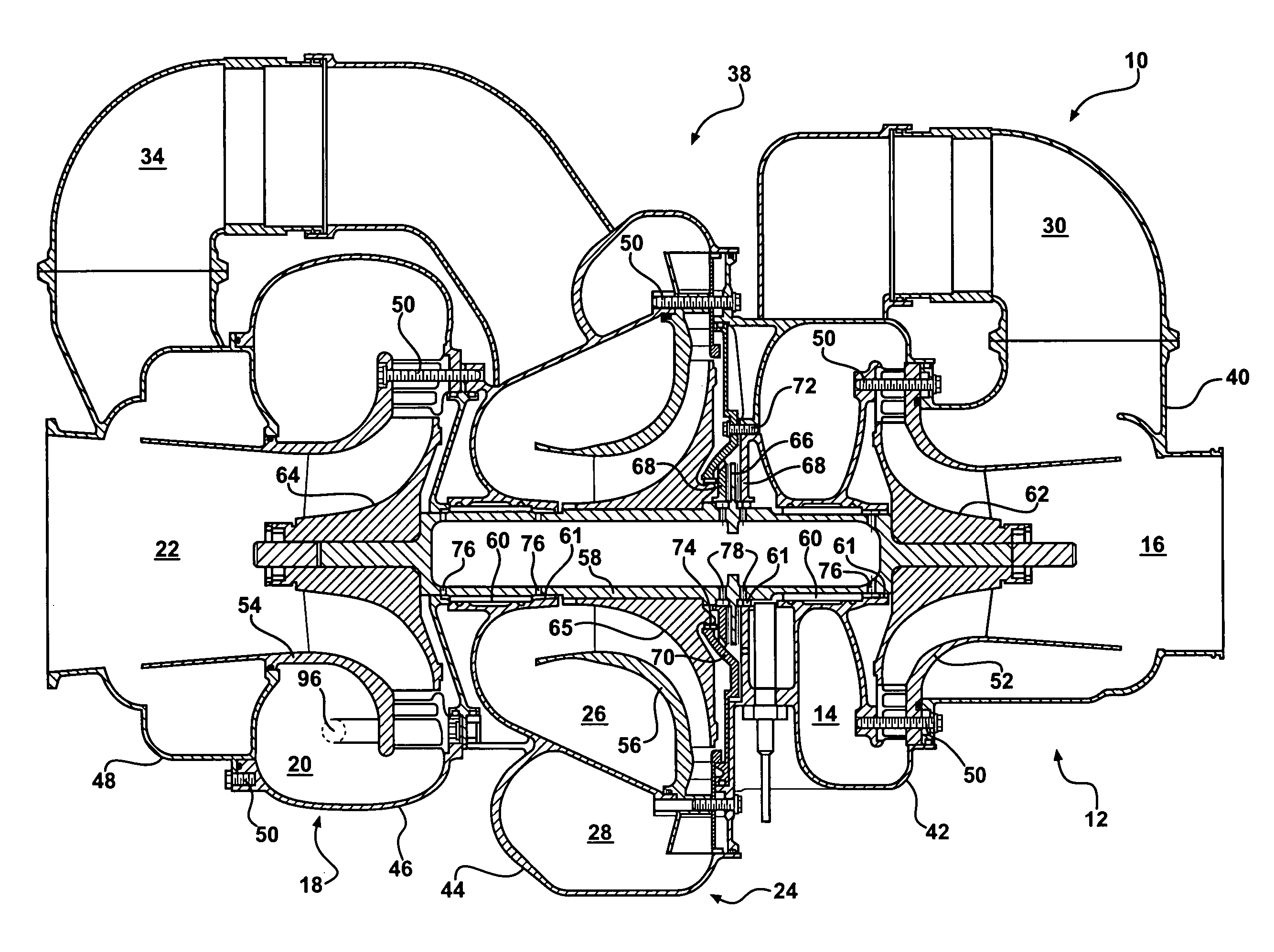 ACM cooling flow path and thrust load design