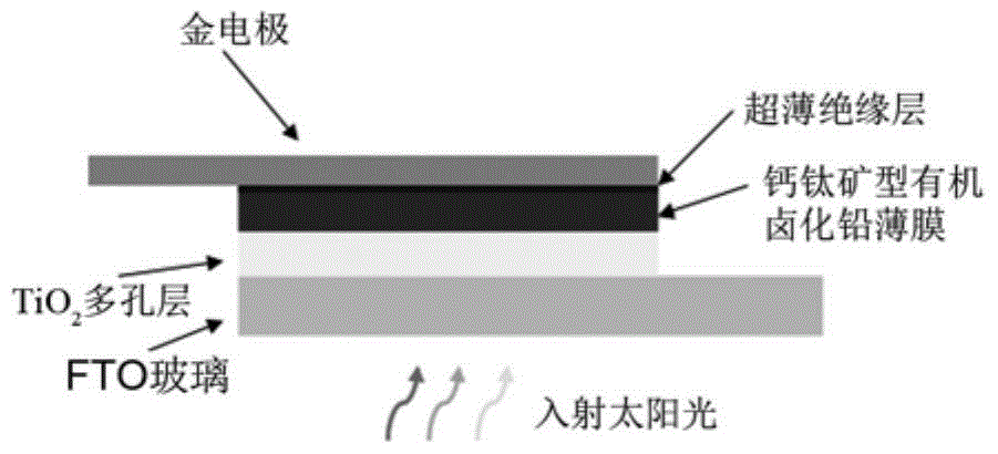 Metal-insulating layer-semiconductor back contact interface structure and preparation method for perovskite organic lead halide thin film solar cells