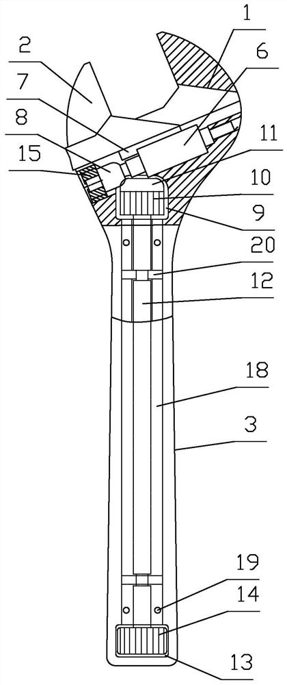 Double-knob adjustable wrench adjusting method for rapidly adjusting opening amount