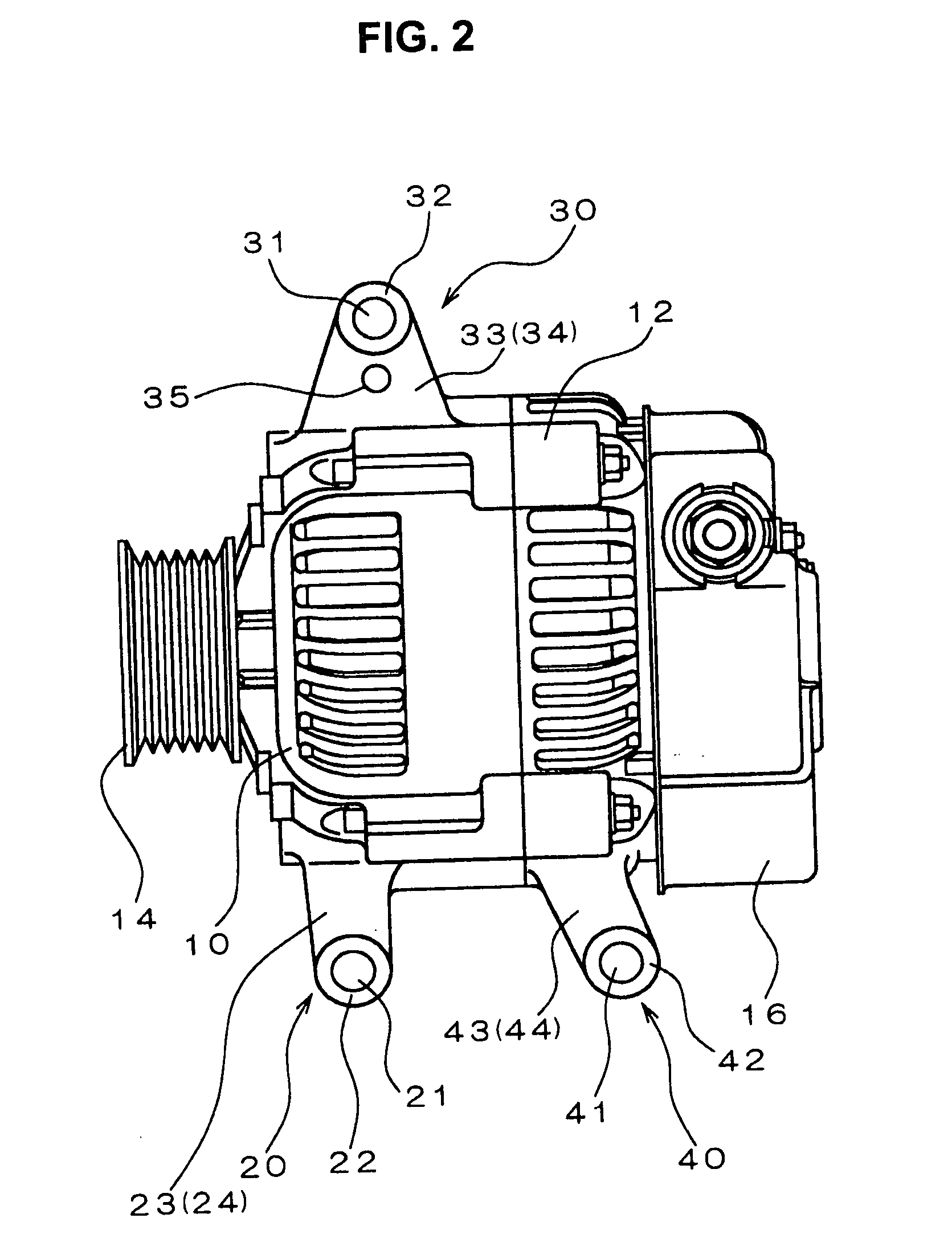 Vehicle-use alternator enabling accurate control of position and attitude of the alternator during an operation of mounting the alternator in a vehicle