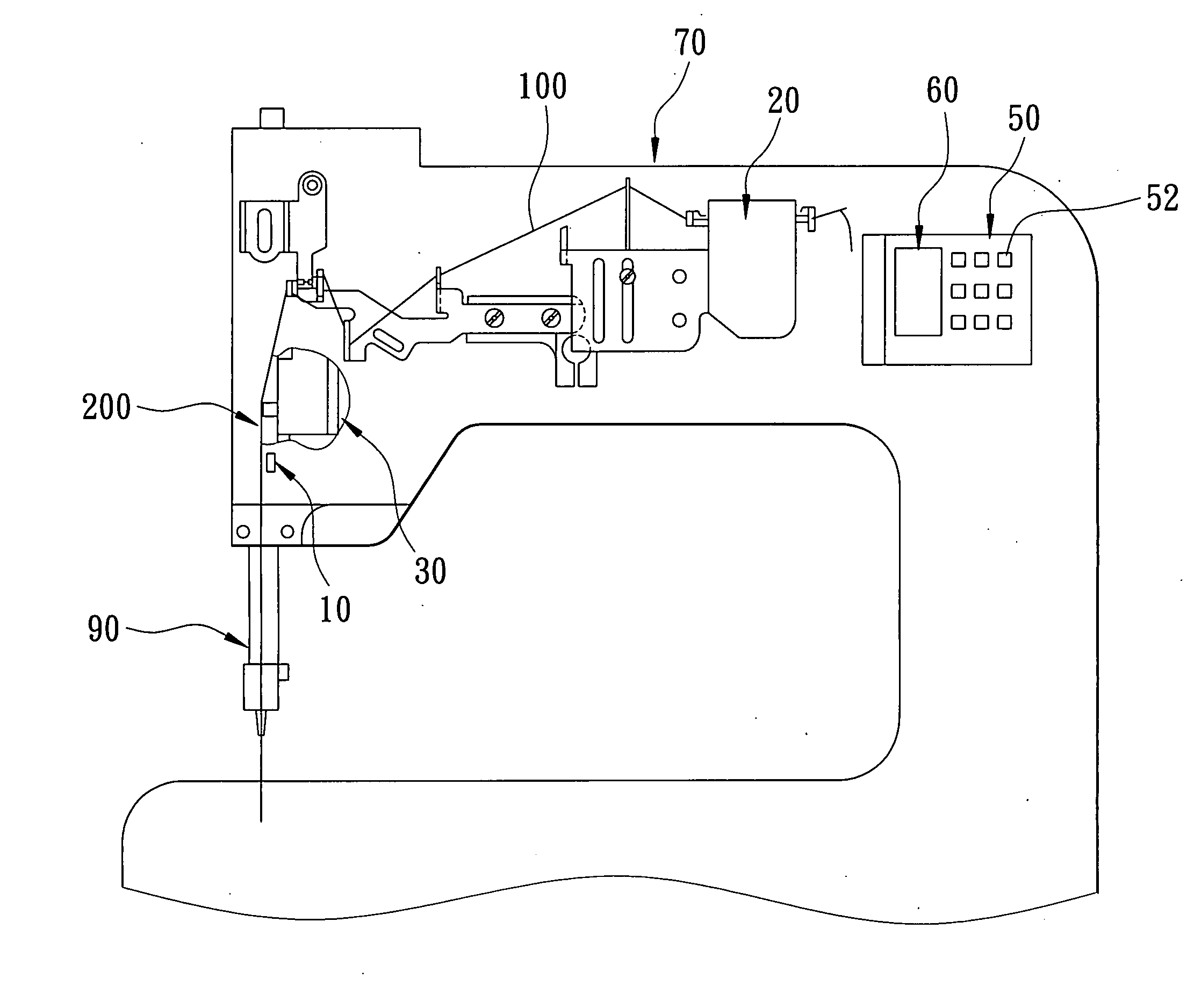 Device for coloring a thread body, and sewing machine having the same