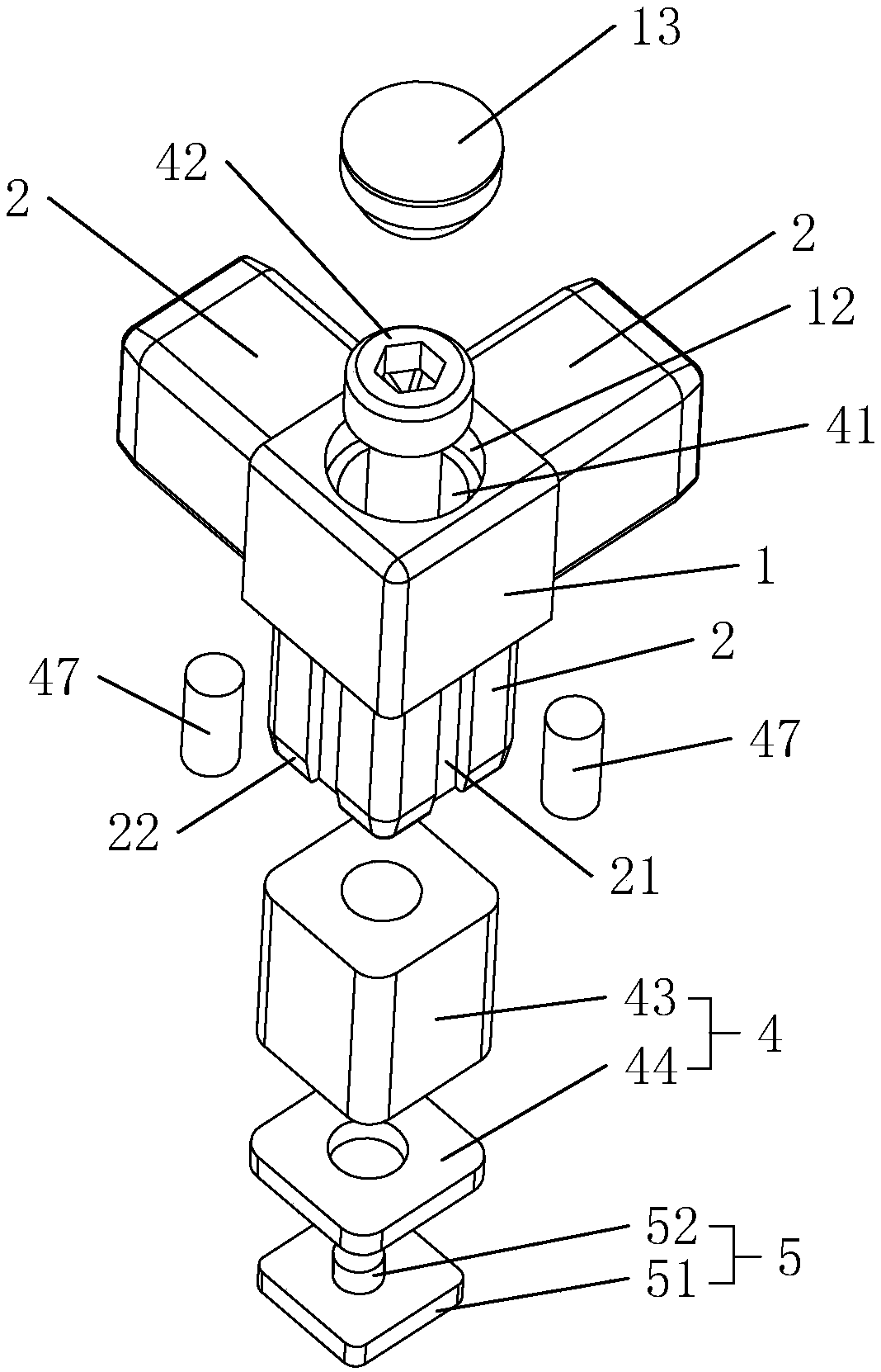Corner three-way connector and mounting method thereof